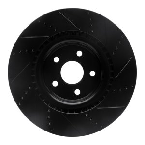 Dodge Durango Brake Rotor (1) - Front Left - R1 Concepts - Drilled & Slotted - Black - `12-`25